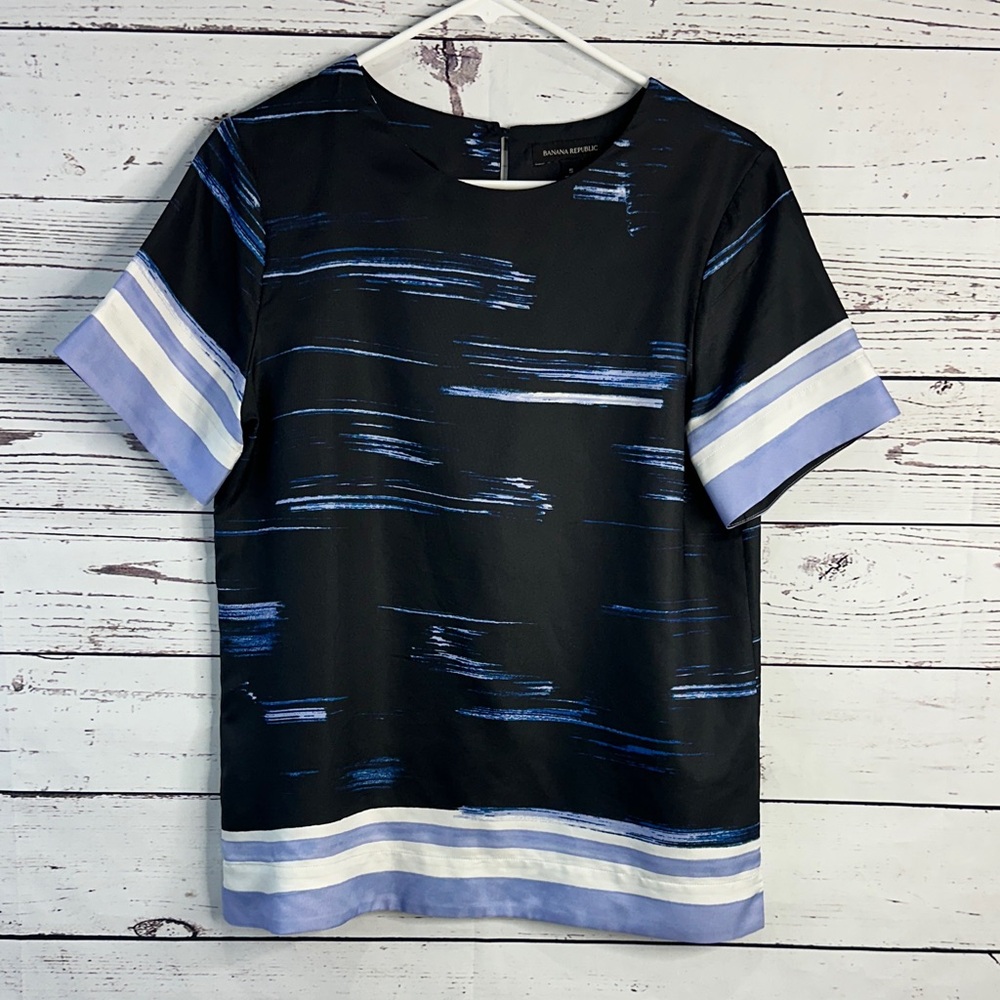Banana Republic Black Top with Blue Accents